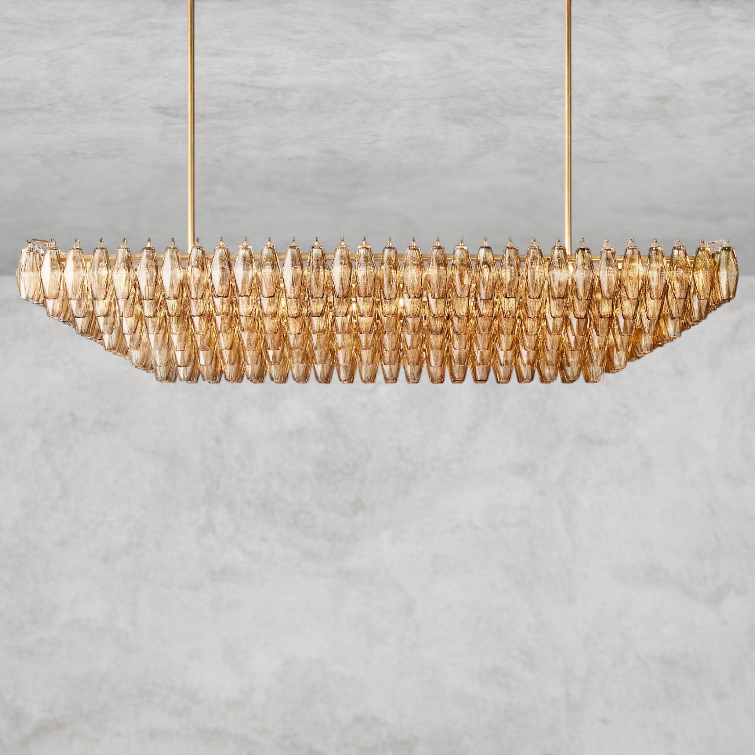 CHIARA CLEAR/ SMOKE GLASS TIERED RECTANGULAR CHANDELIER 54", 74"